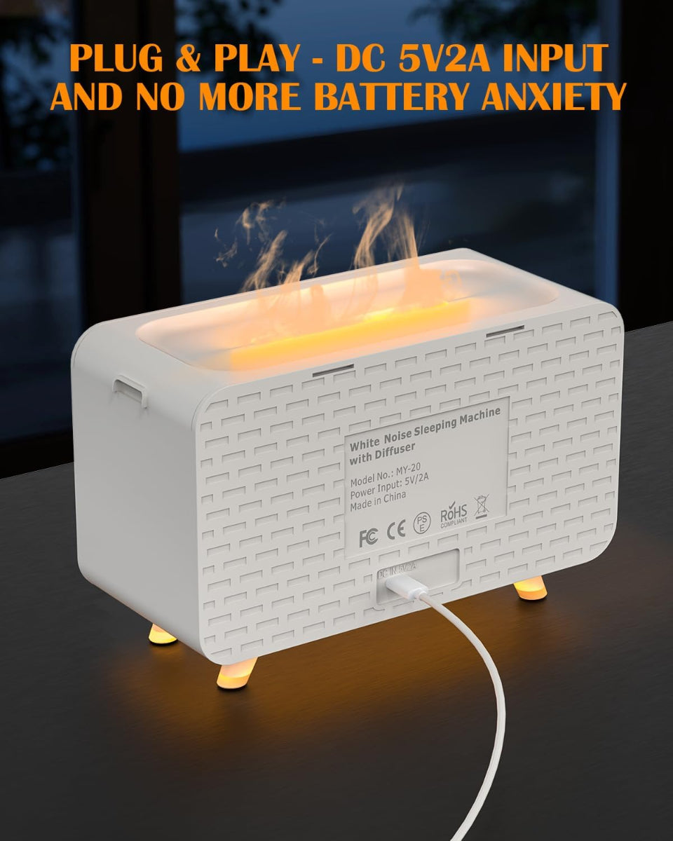 AetherMist™ 3-in-1 Flame Diffuser + White Noise Humidifier.